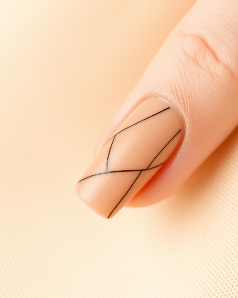 Nagels met handgeschilderd lijnwerk en chrome accent